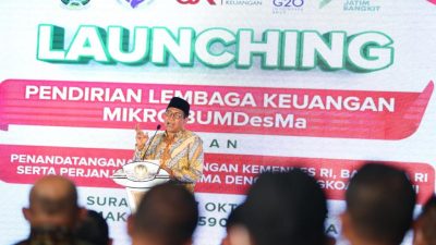 Didampingi Gubernur Jatim, Mendes PDTT Luncurkan LKM BUM Desa Bersama di Surabaya